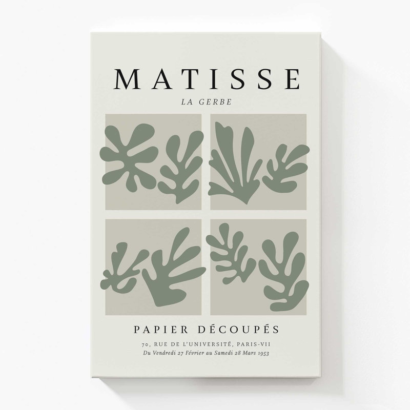 Matisse's La Gerbe Quartet en vert, Toile tendue, H 54 po x l 36 po x P 1,25 po