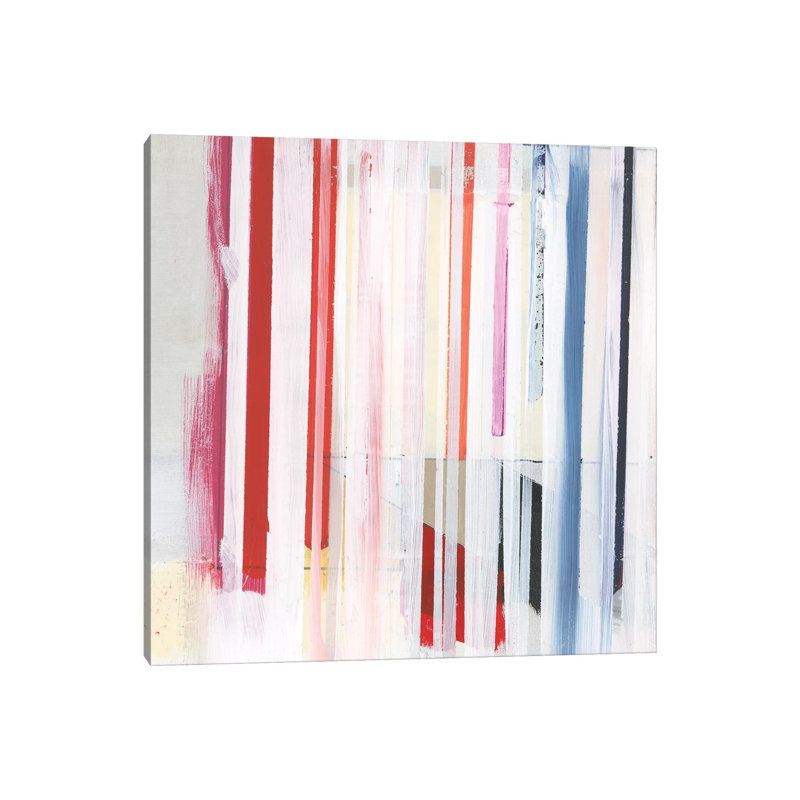 Red Pink Stripes III by Bellissimo Art - Wrapped Canvas Painting, 45.72 cm H x 45.72 cm W