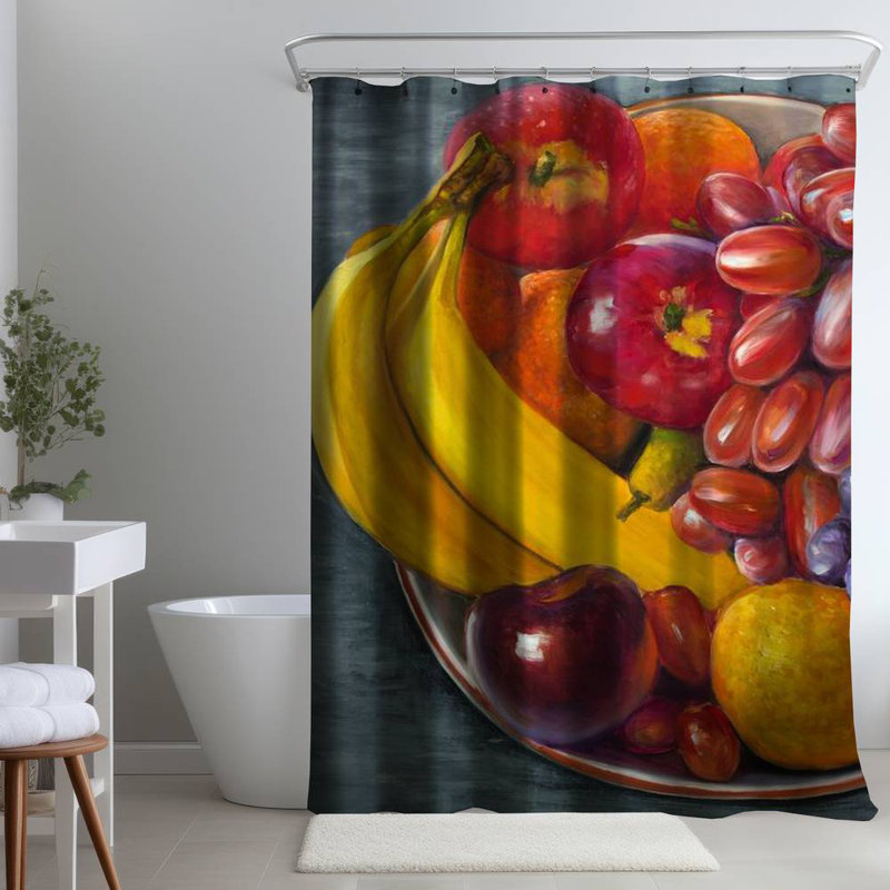 Shower Curtain GA87 – Polyester Shower Curtain, Dye Sublimation Print, 71" W × 74" L
