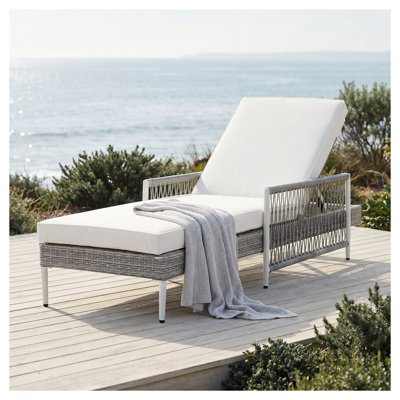 Chaise longue d'extérieur en rotin PE avec coussins Topmat