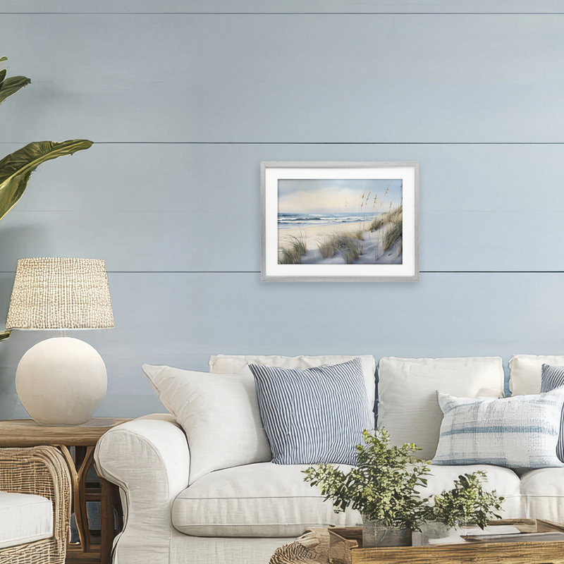 «Sand Dunes» par Shore, reproduction encadrée sous verre, design par LSR Creative Studio, Cadre de ferme gris