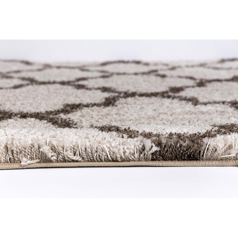 Tapis beige à poils longs Popp, Rectangle 5 pi 3 po x 7 pi 3 po