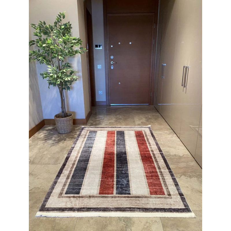 Tapis en coton Roslind avec envers antidérapant, Tapis de couloir 2 pi 7 po x 6 pi 7 po