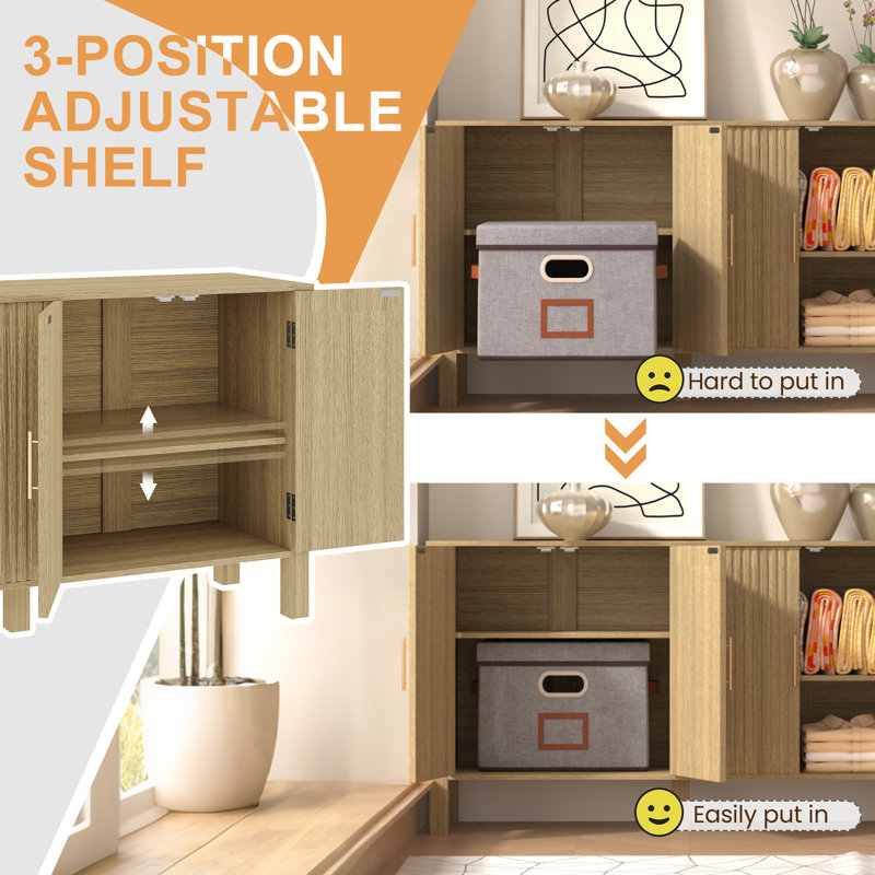 55.1" Fluted 4-Door Sideboard With Adjustable Shelves