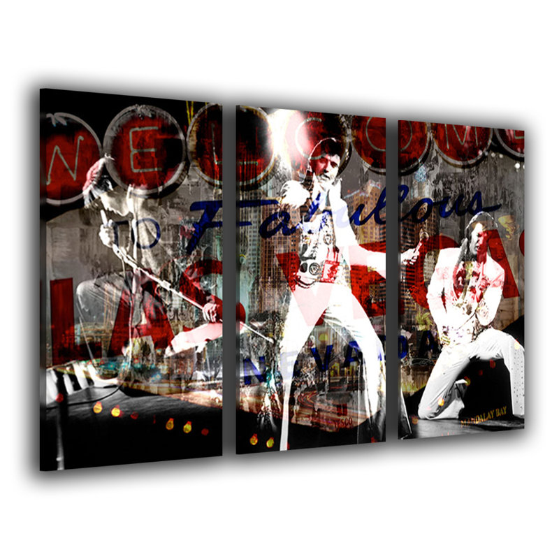 Iconic Elvis in Vegas - 3 pièces, impression d'art graphique