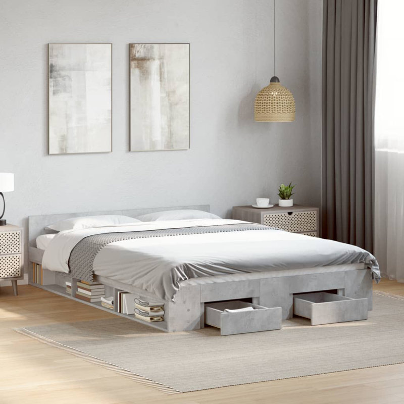 Obyrne Bed, 120 x 190cm, Concrete Grey
