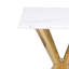 Table de bout en acier inoxydable avec plateau en faux marbre doré