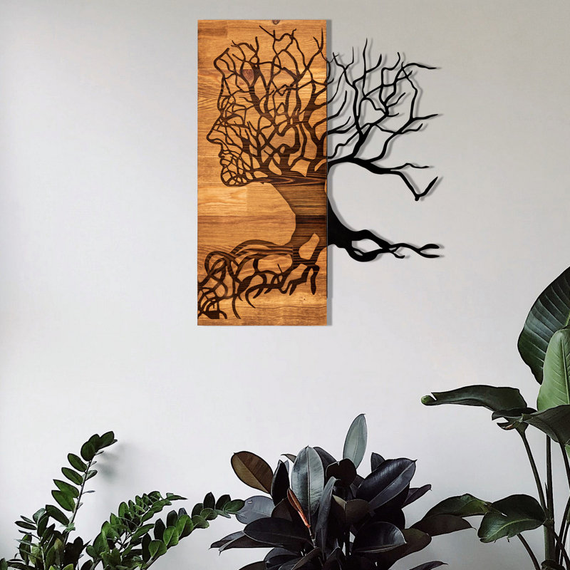 Elegant Decorative Wooden Wall Accessory, Black & Walnut Finish, 17.7 x 22.8 inches | Sturdy 100% Metal Frame (0.05 in Thickness) | Perfect for Home Décor & Modern Aesthetics, Durable & Stylish Design