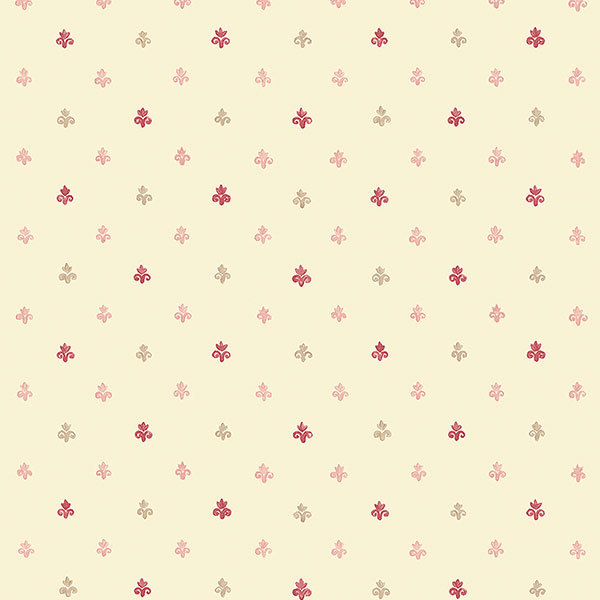 Papier peint 32,7 pi x 20,5 po Sussex, Crème / bourgogne / beige / rose