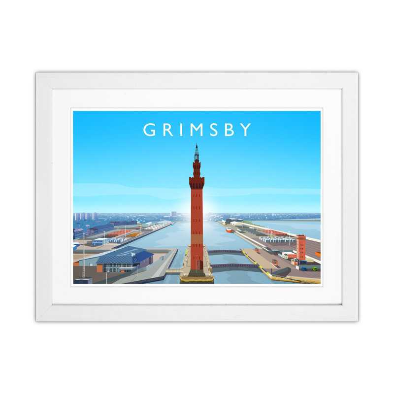 Grimsby by Richard O'Neill - Print, 33.5cm H x 43.5cm W x 3cm D, White Framed
