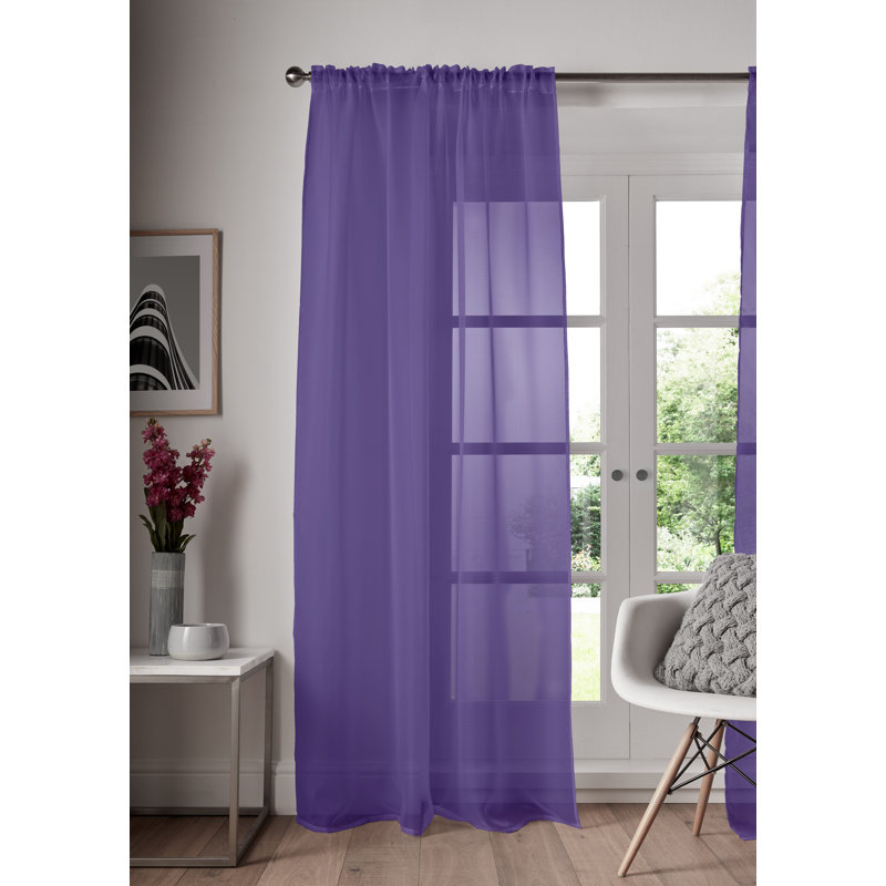 Juliann Sheer Curtain Single Panel, Aubergine, 148 W x 122 D cm