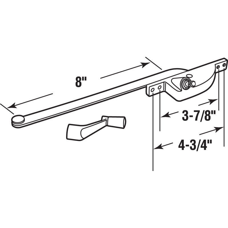 Opérateur à battant droit Teardrop (emballage simple), Aluminium, H 13,25 po x l 3,88 po x P 1,38 po