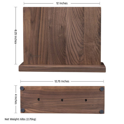 Black Walnut Hardwood Magnetic Knife Block