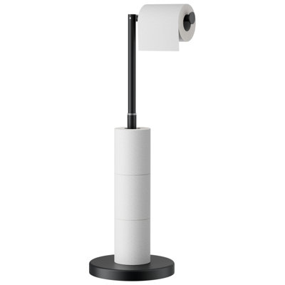 Porte-papier hygiénique sur pied réglable en acier inoxydable avec rangement et support pour papier hygiénique pour 4 rouleaux
