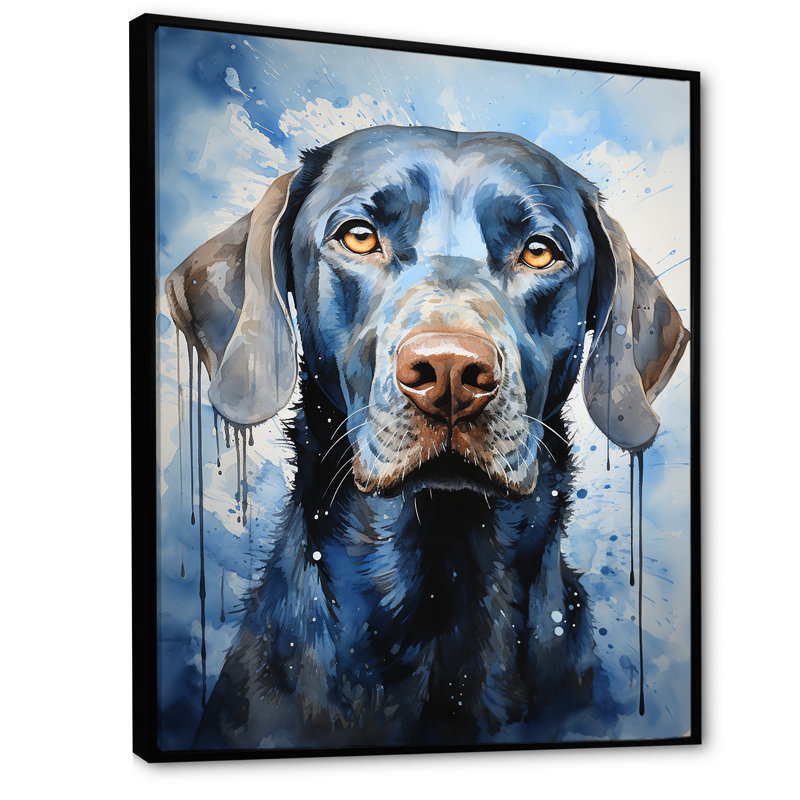 «Dog Weimaraner Majestic Portrait» sur toile, Cadre flottant noir, H 40 po x l 30 po x P 1,5 po