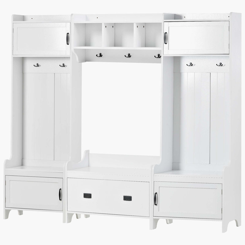 Rexie Hall Tree 78.7'' Wide with Bench and Shoe Storage, White