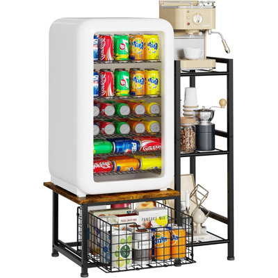 Mini support de réfrigérateur avec rangement, petit support de réfrigérateur avec tiroir, bar à café avec mini espace réfrigérateur, armoire à vin, rangement de cuisine pour dortoir, salon