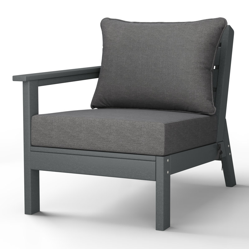Chaise avec accoudoirs profonds à gauche avec coussins, Gris, Grey