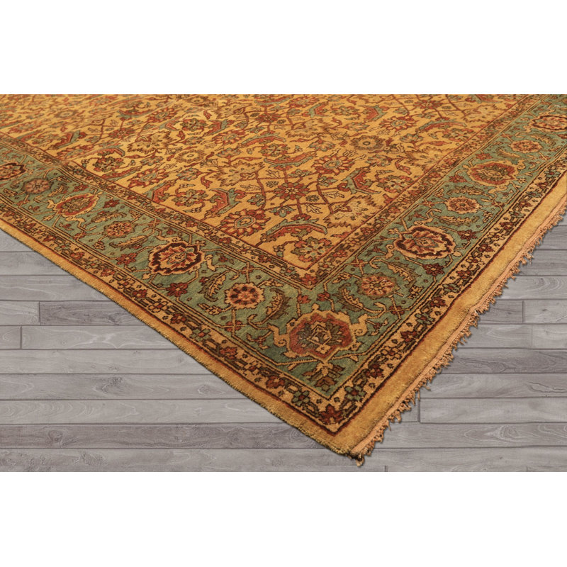 Tapis traditionnel turquoise en laine noué à la main 6 pi x 8 pi 6 po Oushak