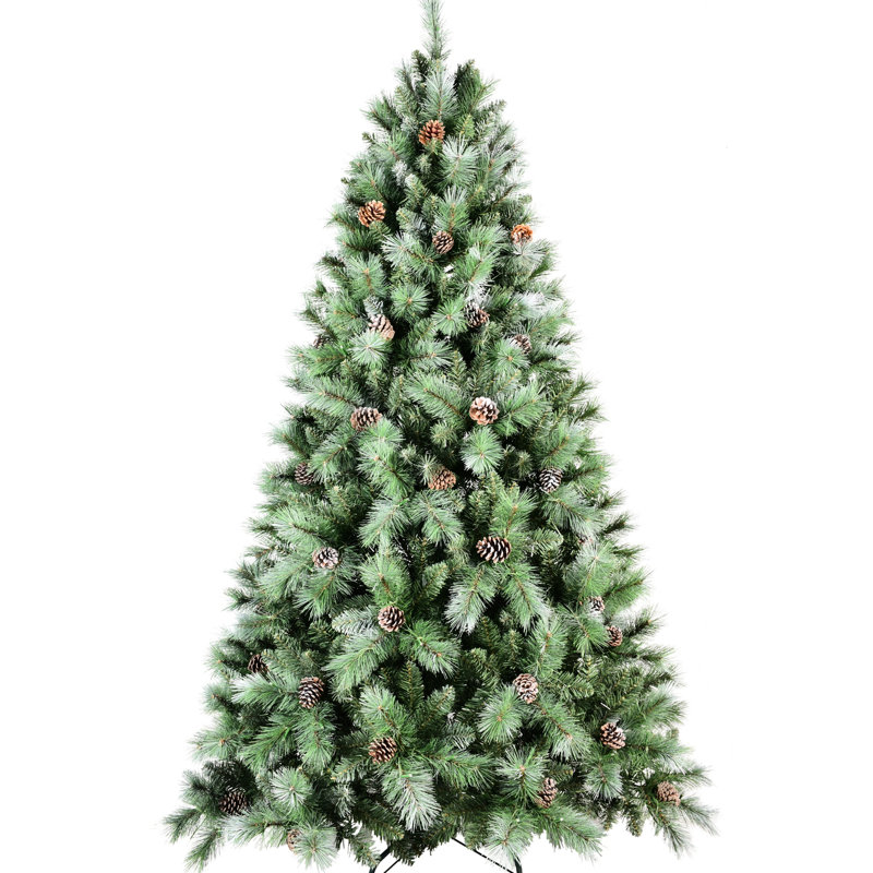 Arbre de Noël de 6 pi avec 988 pointes de branches et 66 branches de pin et d'aiguilles dures, assemblage à charnières pour une installation simple, arbre de support robuste: pointes mixtes, conception facile à monter, fêtes en métal fiables