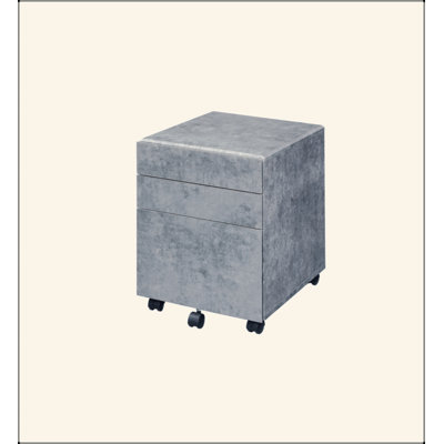 Faux Concrete & Silver Finish File Cabinet