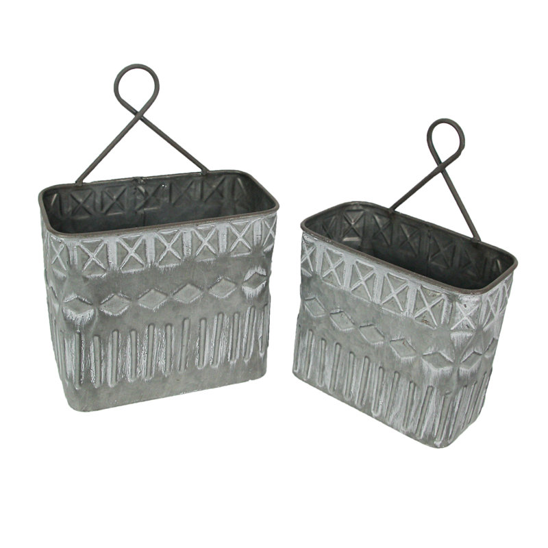 Ensemble de 2 pots de fleurs en métal Anashe
