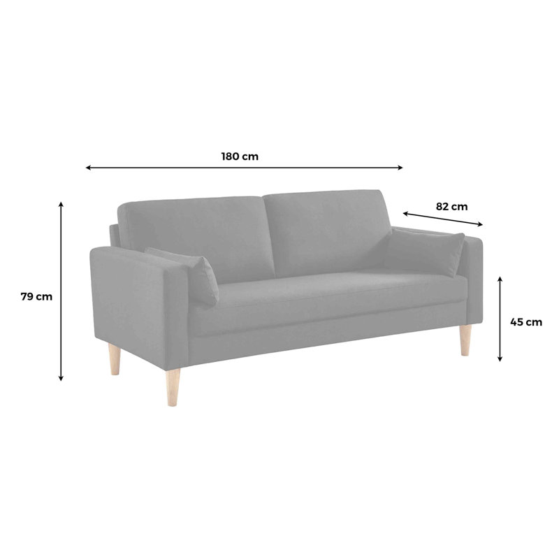 Coeburn 3 Seater Sofa, Light Grey