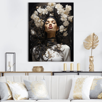 Woman With Flower Crown Beauty II - Fashion Canvas Art