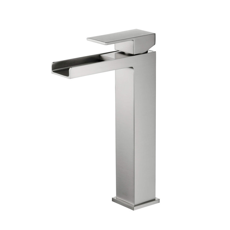 Robinet de lavabo vasque Waterfall, Nickel brossé, Sans bonde escamotable