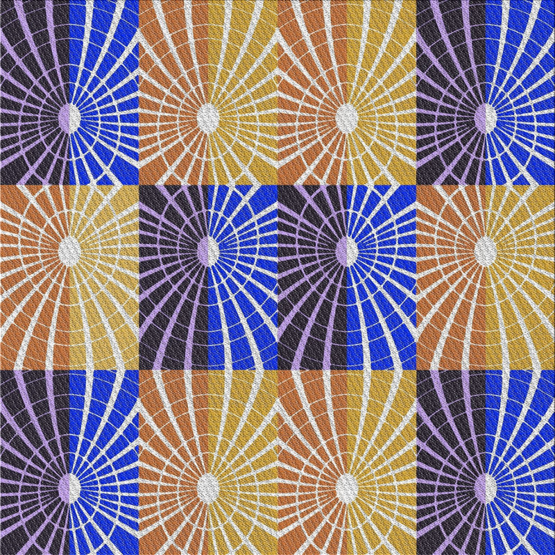 Tapis décoratif bleu géométrique, Carré 8 pi