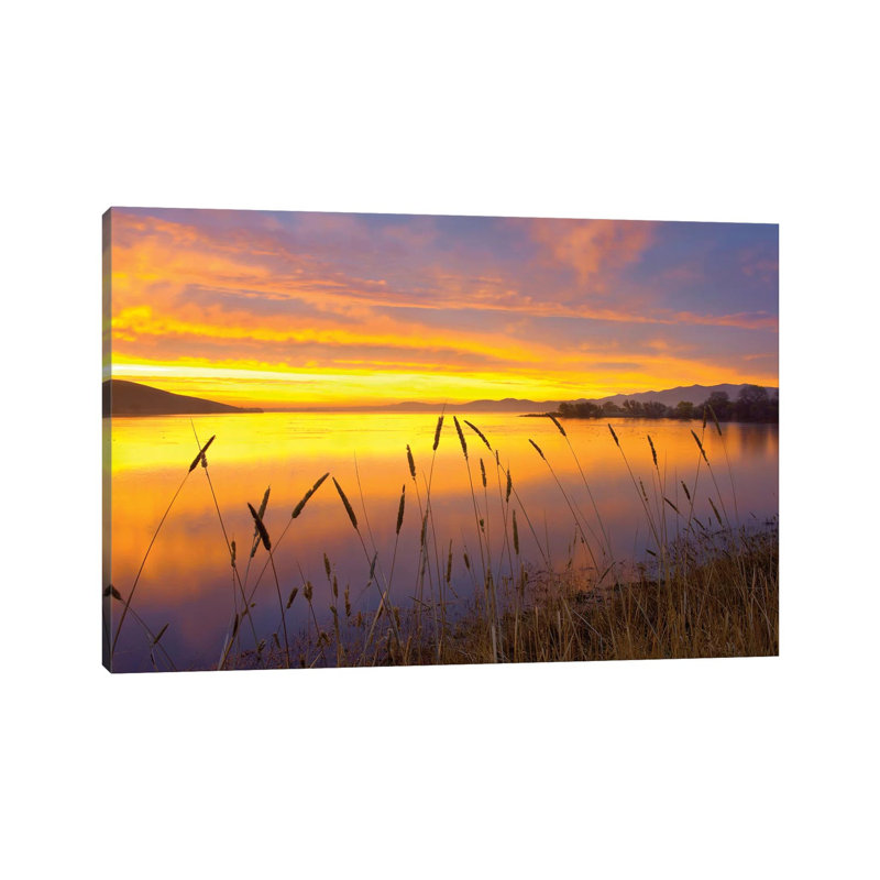Sunrise At San Luis Reservoir, San Joaquin Valley, California by Tim Fitzharris - Wrapped Canvas Print