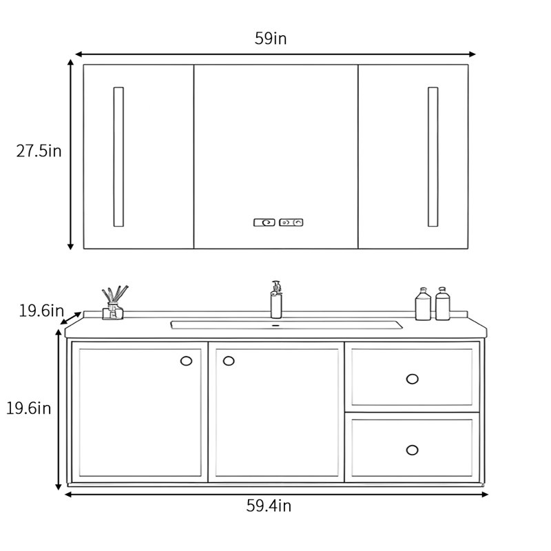 Armoire de salle de bain simple de style rétro