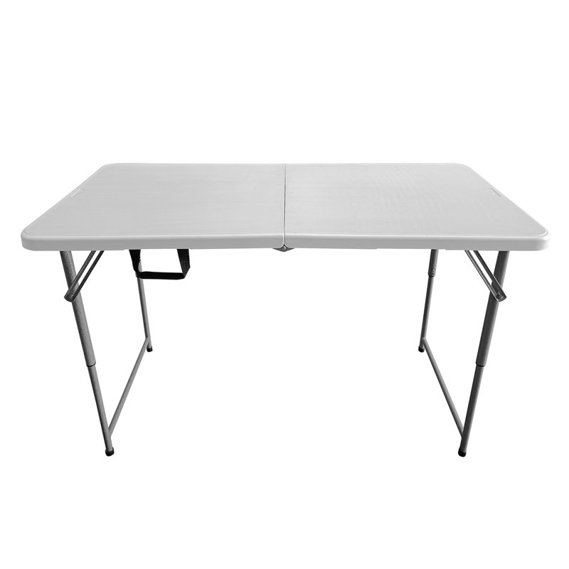 Table pliante à hauteur réglable en granit blanc Techni Home 4 pi avec poignée facile à transporter