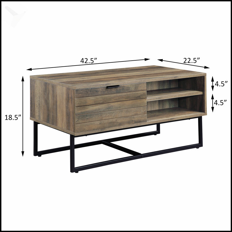 Table basse noire avec rangement ouvert et pieds en métal durables pour les maisons modernes et traditionnelles