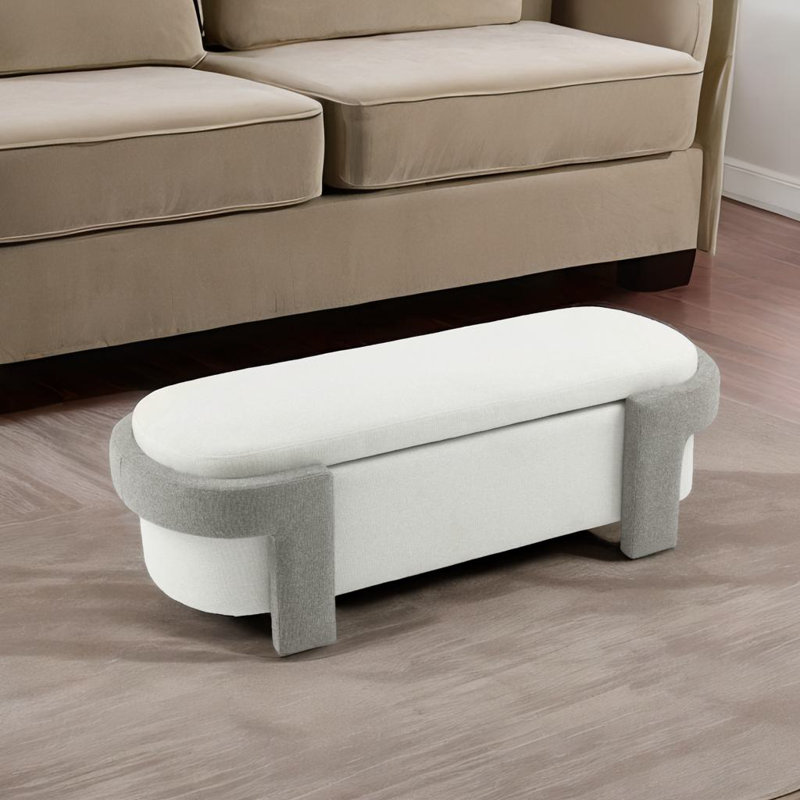 Versatile Storage Ottoman Bench, Gray, White