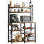 Baker Rack with Power Outlet - Microwave Stand with Storage, Industrial Microwave Stand, Kitchen Buffet Table with Large Storage, 6-Tier Kitchen Storage Rack