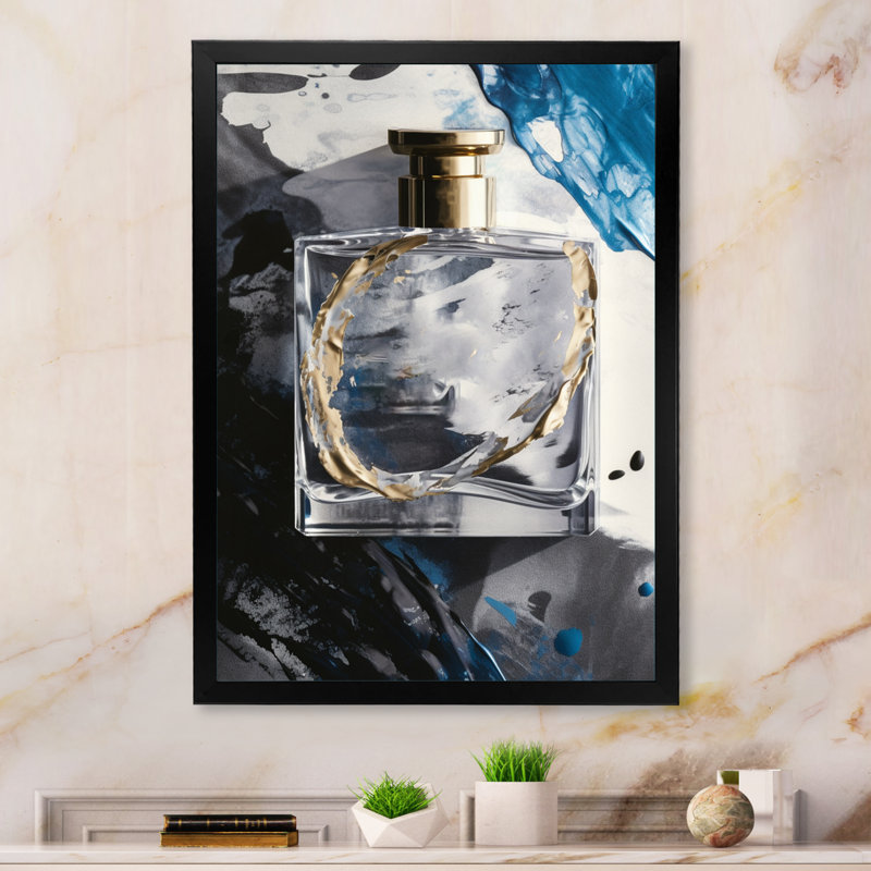 «The Essence Of Perfume II» - Décoration murale mode parfum, H 44 po x l 34 po, Cadre photo noir