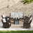 Arde 7-Person Outdoor Wicker Patio Set with Fire Pit Table & Swivel Chairs