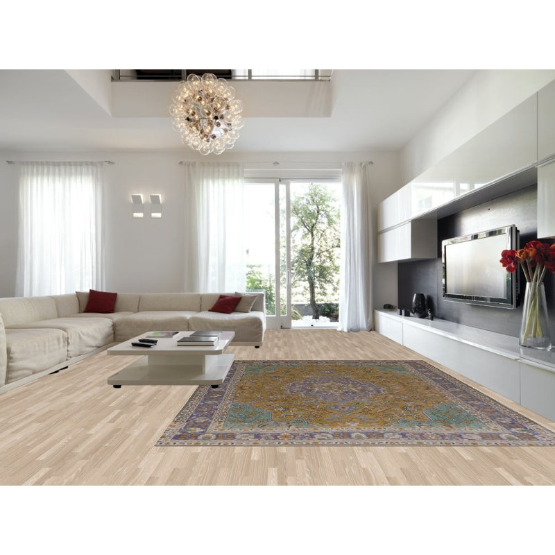 Tapis traditionnel rétro vert 10 x 13