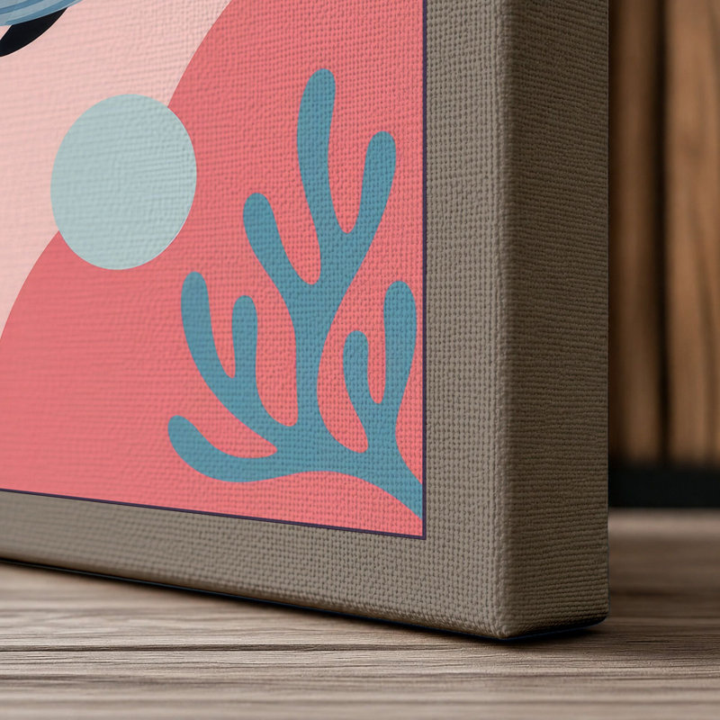 Whale in Depth Coastal - Wrapped Canvas, 36x24 - 91.4 x 61.0 cm, Taupe Border