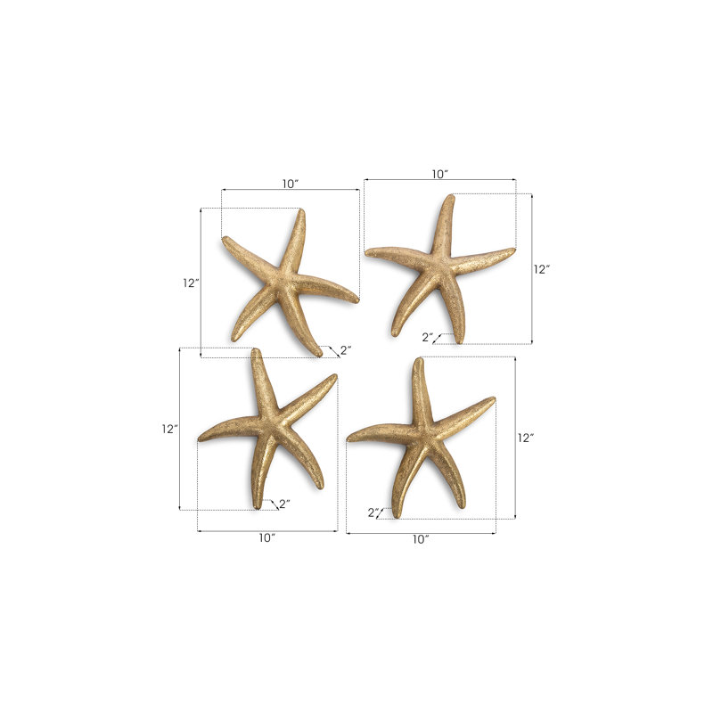 4 Piece Starfish Wall Décor Set, Small