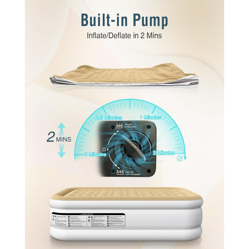Matelas gonflable simple de 18 pouces avec pompe intégrée 
