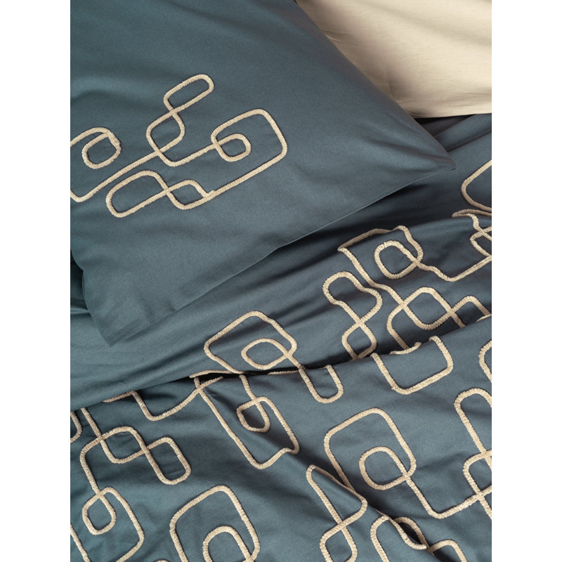 Elegant Ranforce Double Quilt Cover Set, 100% Cotton, Beige | Includes Duvet Cover (78.7 x 86.6), Flat Sheet (94.5 x 102.4), 4 Pillowcases (19.7 x 27.6) | Reactive Printing, Machine Washable, Button Closure