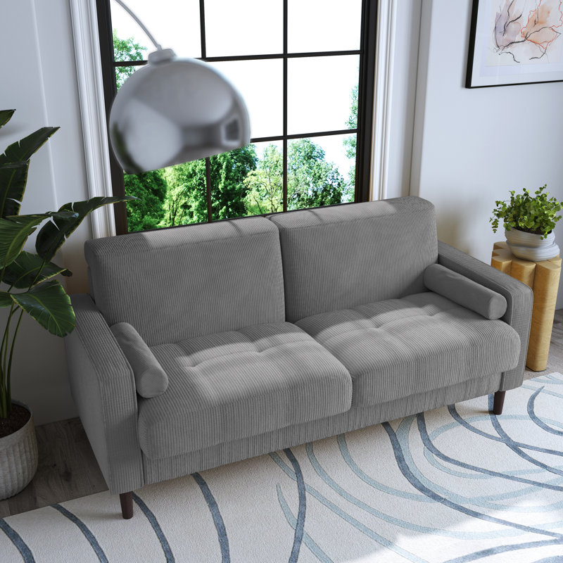 Yeimi 62.55'' Corduroy Loveseat, Light Gray Corduroy