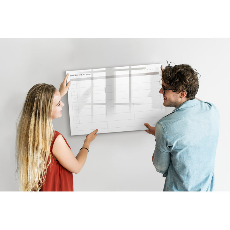 Magnetic Glass Dry Erase Board, 60cm H x 90cm W x 2cm D