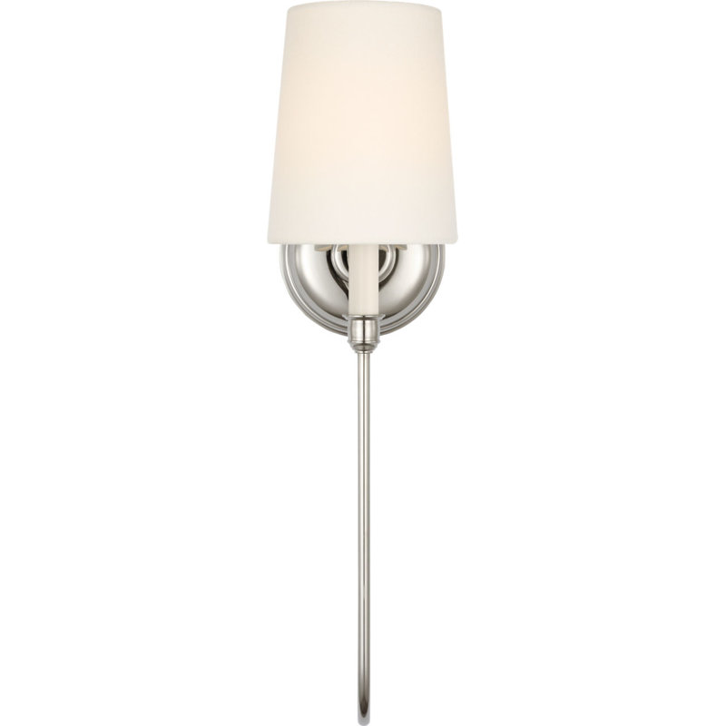 Vendome 21" Deep Arm Cordless Sconce with Linen Shade, Polished Nickel