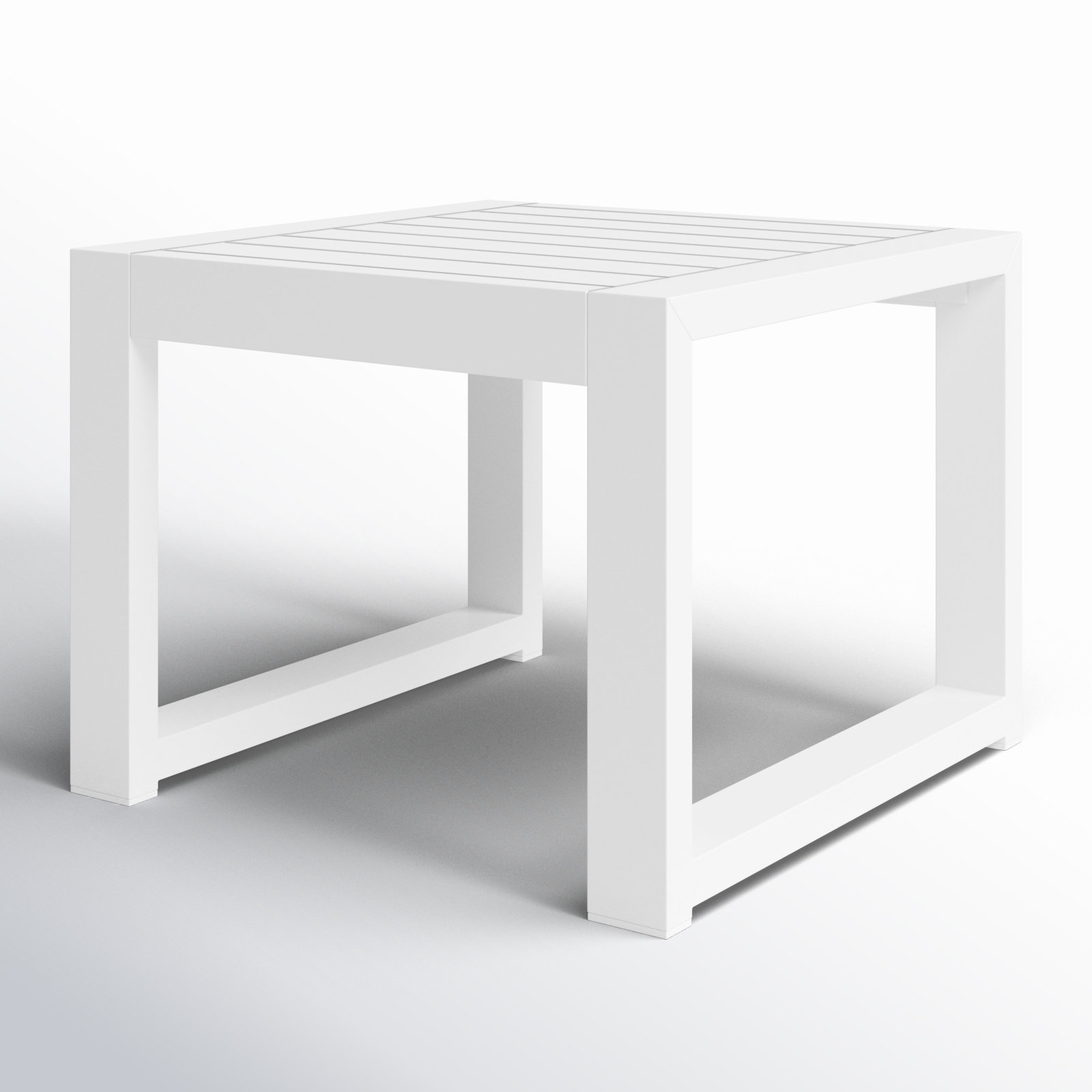Hoyt 20.48” Outdoor Aluminum End Table, Snow White