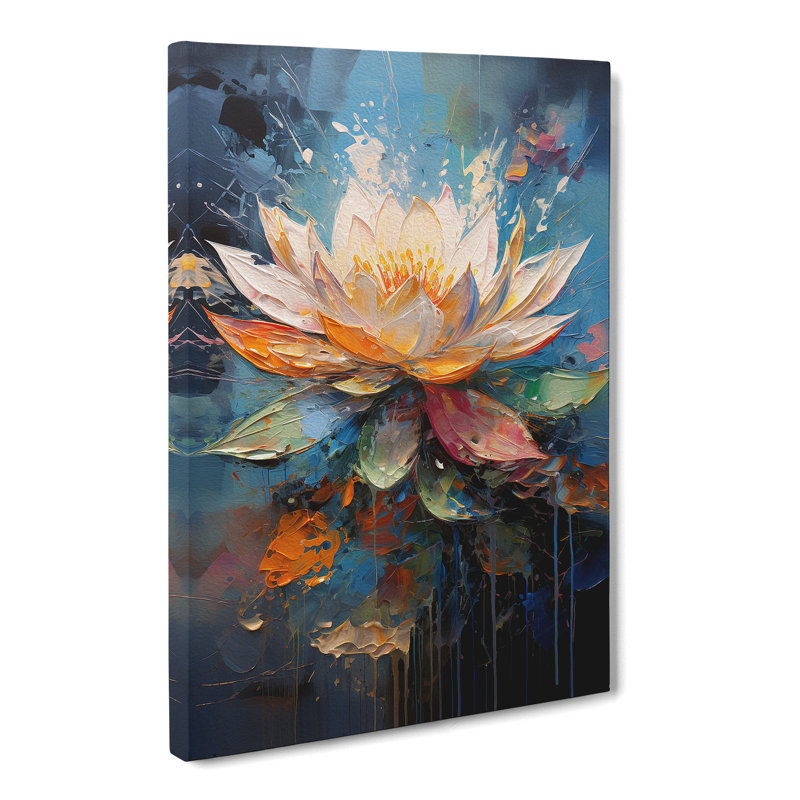 Lotus Flower Action Painting No.4 - No Frame Print, 76cm H x 50cm W x 3cm D