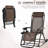 Brown Zero Gravity Reclining Lounge Chair, Foldable Outdoor Rocker with Cup Tray & Pillow Headrest, 47.25"L-1421341587