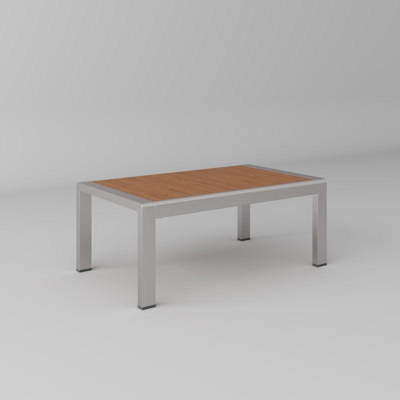 Table basse d'extérieur rectangulaire en aluminium, Argent